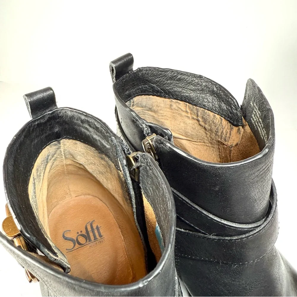 Sofft Jenine Black Leather Platform Ankle Boots Women’s Size‎ 9